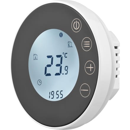 Thermostat numérique intelligent Programmable, contrôleur de température ambiante avec écran LCD à rétroéclairage rond water heating noir