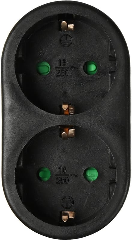 Benson Verdeelstekker 2-voudig - Schuko - Zwart - 16A - Randaarde - IP20