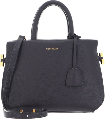 COCCINELLE Leren Shopper Blue Soft Handbag Grained Leather Ardesia Grijs