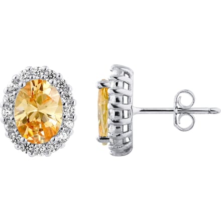 Sapphire Color Crystal Orange Earrings and Silver Zirconiumoxides 925 - Diana