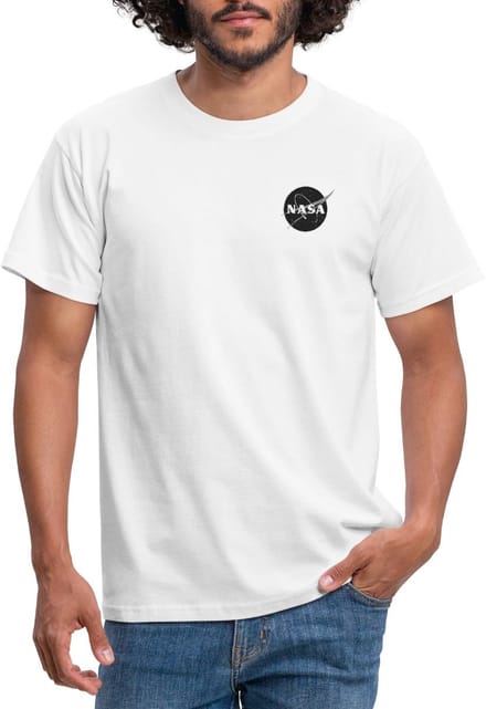 NASA Zwart-Wit Klassiek Logo Als Borstlogo T-Shirt Heren