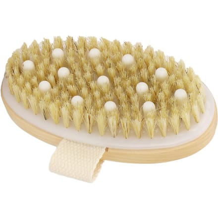 Brosse de Corps Laveur Cadre en Bois Massage Exfoliant Brosse de Corps Sèche pour Drainage Lymphatique beige