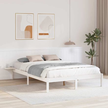 vidaXL - Bedframe - Wit - 140 - x - 200 - cm - Massief - grenenhout