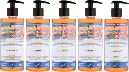 Douchegel Sweet Orange & Cedarwood 500 ml - set van 5 stuks - met gratis pomp - Showergel