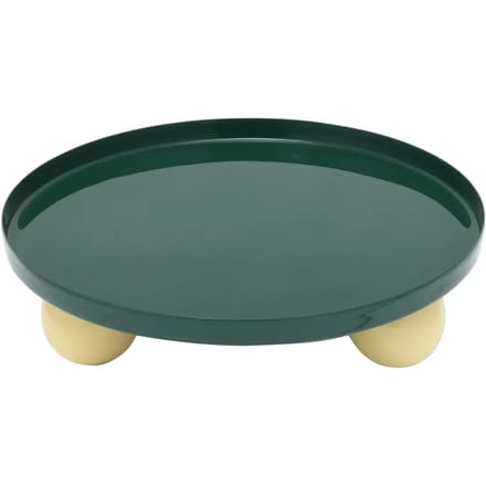 Present Time Dienblad Double Funky Round Large - Groen - 25x25x6.5cm - Modern
