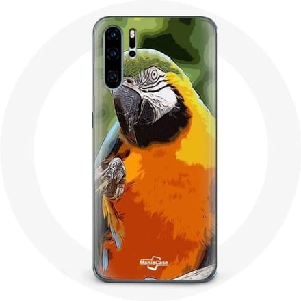 Coque pour Huawei P30 Aras Perroquet Orange vert