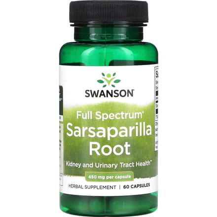 Volledig spectrum sarsaparillawortel, 450 mg, 60 capsules