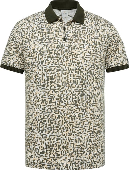 Cast Iron poloshirt groen geprint - S