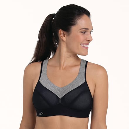Anita - Active PanAlp Wool sport bh - black/melange - 80E