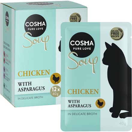 12x40g Soup Kippenborst met Asperge Cosma Kattenvoer