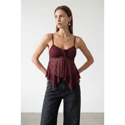 Kant strikvoorzijde mouwloze blouse