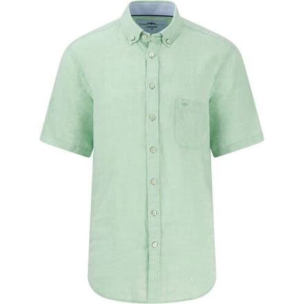Fynch-Hatton Overhemd Premium Linnen Uni Color Button-Down Turf Green / male