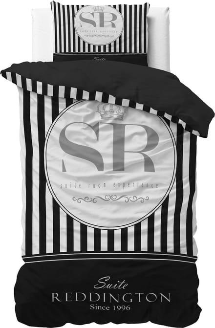 Sleeptime Reddington Dekbedovertrek - Eenpersoons - 140X200/260 + 1 x kussensloop 60x70 - Zwart