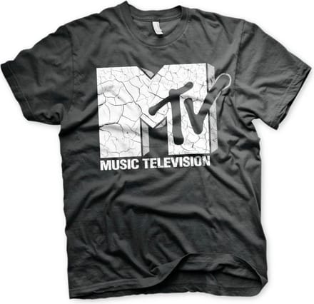 MTV Heren Tshirt -L- Cracked Logo Zwart
