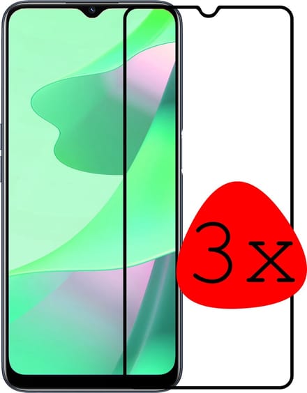 Screenprotector - 3 Stuks Geschikt voor OPPO A16s - Full Cover - Beschermglas - Gehard Glas - Tempered Glass - Screen Protector