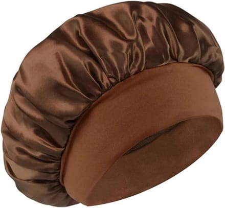 Grote Slaapmuts - Haarbeschermer - Beschermt Haar - Brede Rand - One Size - Donkerbruin