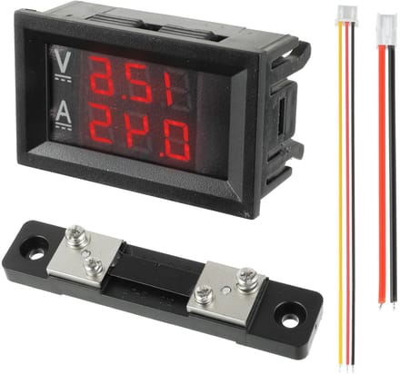 Digitale Meetmeter - Spanning Stroom - Accu Controleren - Dubbele Weergave - 50A 100V - Rood Blauw