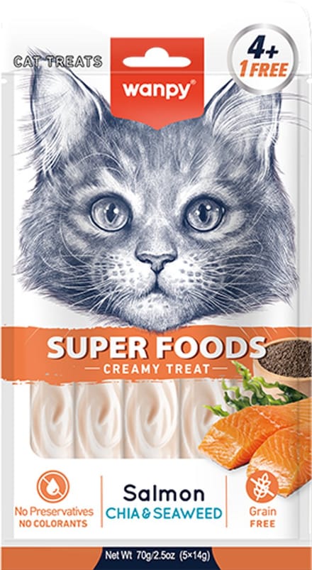 Wanpy - likbare snack - Zalm, Chiazaad & Zeewier- Superfoods - 3x 5 stuks