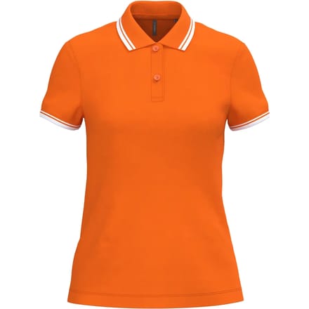 Kariban Gestreepte damespolo korte mouwen K273 - Orange / White - M