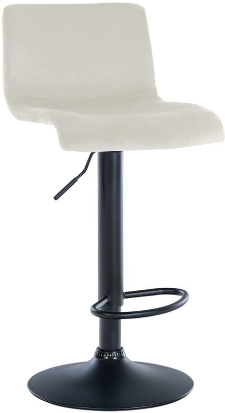 CLP Barkruk Hover - met rugleuning - verstelbaar - draaibar - metalen frame - fluweel - zwart/creme