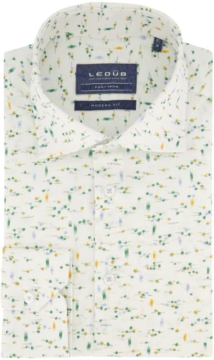 Ledub overhemd Modern Fit wit geprint