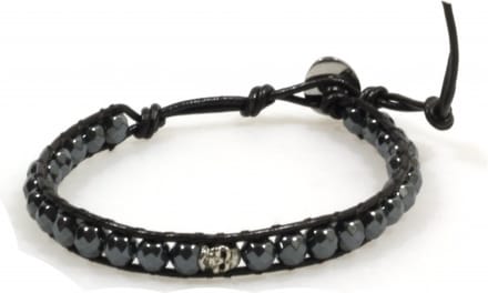 Heaven Eleven Men - Leer Zwart hematiet 6mm - Skull - fits all