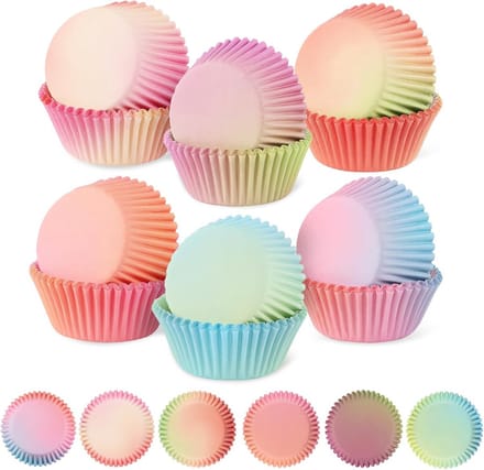 SolidKeus - 300 Stuks Mini Muffin Mallen van Papier in 6 Kleuren