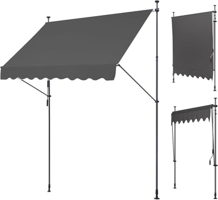 Balkonluifel - Terrasoverkapping - Buiten Zitten - Zonder Boren - 150x120cm - Grijs