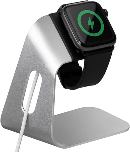 Eko, Moderne en resistente stalen oplaadstandaard voor Apple Watch, Zilver