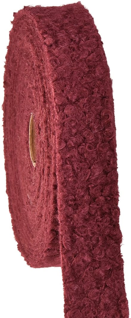 Decoratief lint Bordeaux wollook breed stoffen lint 40mm 8m