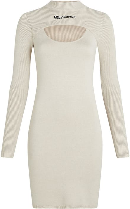Karl Lagerfeld Jeans A4w13010 Lang Mouw Jurk Beige M Vrouw