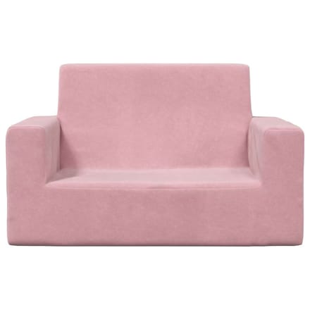 vidaXL - Kinderbank - 2-zits - zacht - pluche - roze