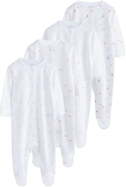 Next - Pasgeboren unisex - Set van 4 babypyjama's met drukknopen - Wit
