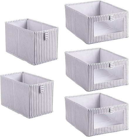 Opbergdozen Kleding - Opbergbakken Set - Ruimte Besparen - Verstevigd Karton - Set van 5 - Wit