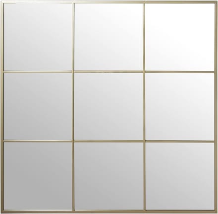 Grote Vierkante Wandspiegel met Vensterlook Goud Metaal 120x120 cm