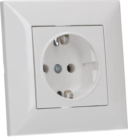 Compleet Set: SCHUKO Stopcontact met Enkelvoudig Afdekraam Wit 50x50 mm