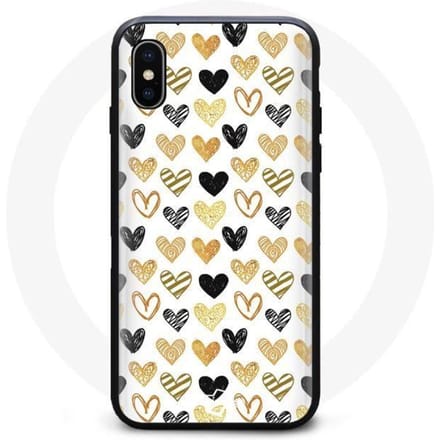 IPhone XS max hoesje Zwart Gouden Harten zwart