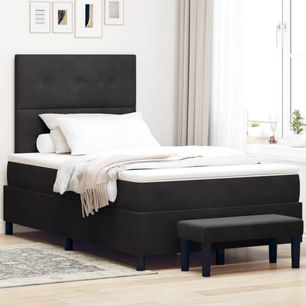 vidaXL - Boxspring - bed - met - hoofdeinde - Zwart - 200 - x - 120 - cm - Fluweel