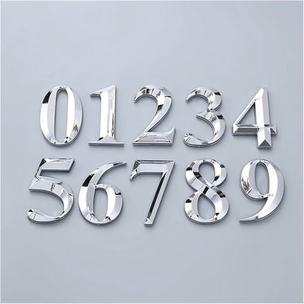 Huisnummer Sticker - Deurnummer Cijfer - Adres Aangeven - Zelfklevend Ontwerp - 7cm Hoog - Zilver