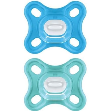 MAM Comfort 2 Siliconen Fopspenen Vanaf 0 Maanden en Sterilisatiedoosje (Kleur : Blauw en Beige)