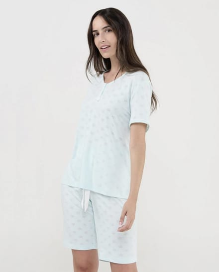 Lohe - Dames Pyjama Sterrenprint – Korte Mouwen & Short – Zachte Viscose - 3XL