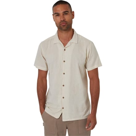 Threadbare Mannelijk Geborduurd Korte Mouwen Shirt (Natuurlijk)