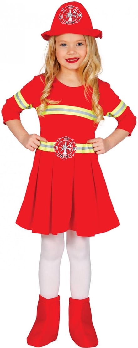Fiestas Guirca Verkleedjurk Brandweer Meisjes Rood Mt 122-134