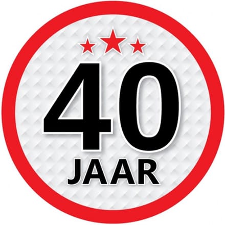 40 jaar leeftijd sticker - rond - Dia 15 cm - 40 jaar verjaardag - jubileum - leeftijd versiering