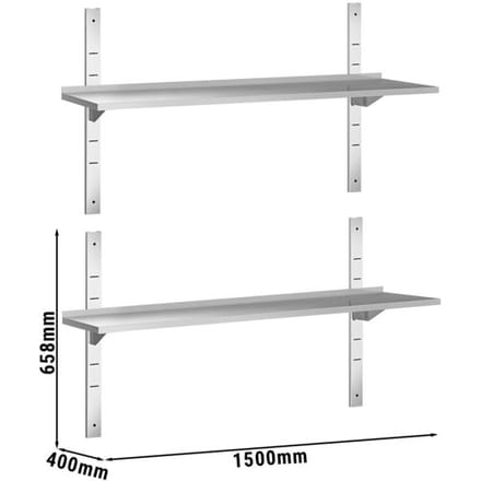 GGM Gastro Dubbele RVS wandschap PREMIUM - 1500x400mm