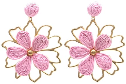 Oorbellen Bloem – Kunststof – 7x6cm – Roze