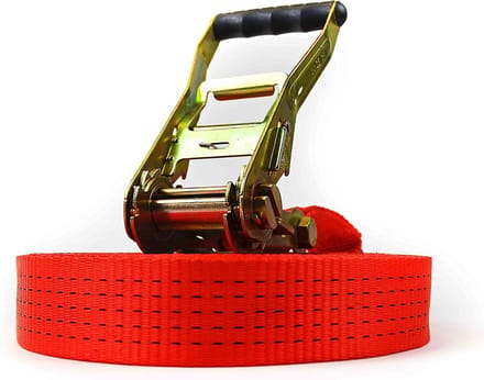 Spanband 12 meter - Lange hendelratel - Lading zekeren - TÜV gecertificeerd - 50 mm breed - Rood