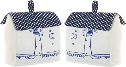 ITEM Deurstopper maritiem huis - 2x - wit - polyester - 15 x 8 x 17 cm - tegen klapperende deuren - strand thema