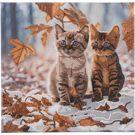 Diamond Painting "Crystal Art Kit", 30 x 30 cm - Autumn Kittens
