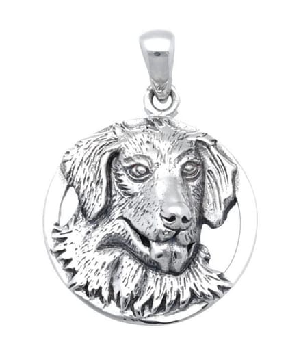 Zilveren Golden retriever in ring kettinghanger